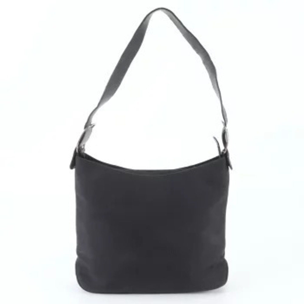 Salvatore Ferragamo Leather Canvas Shoulder Bag Black